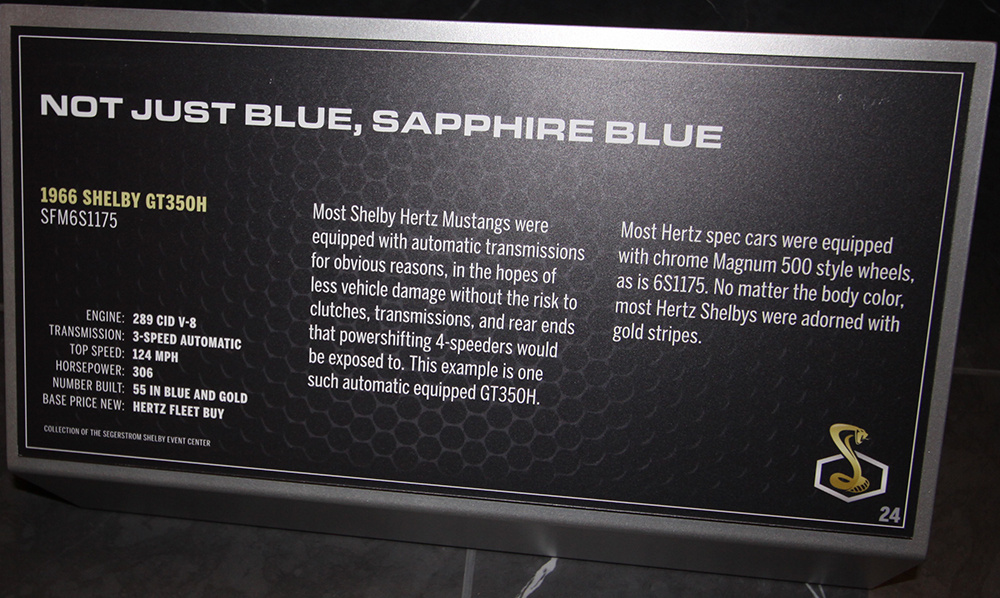 Sapphire Blue GT350H placard