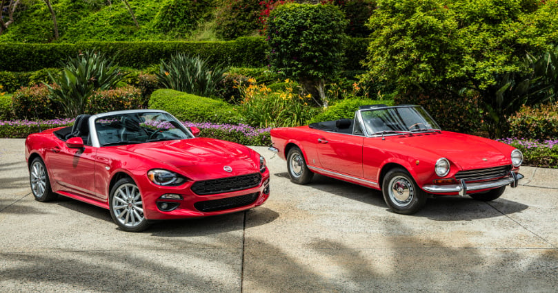 Fiat 124 Spider and modern Fiat 124 Abarth Miata copy