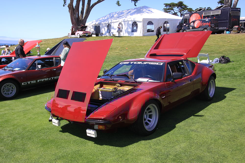 Modified burgundy De Tomaso Pantera