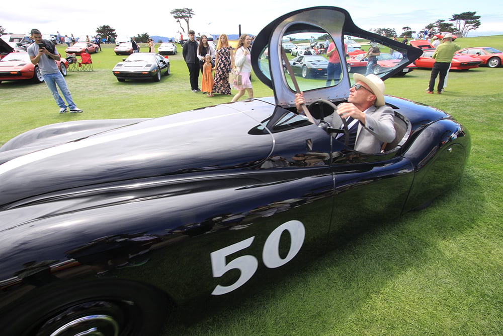 Jaguar XK120 owner inside
