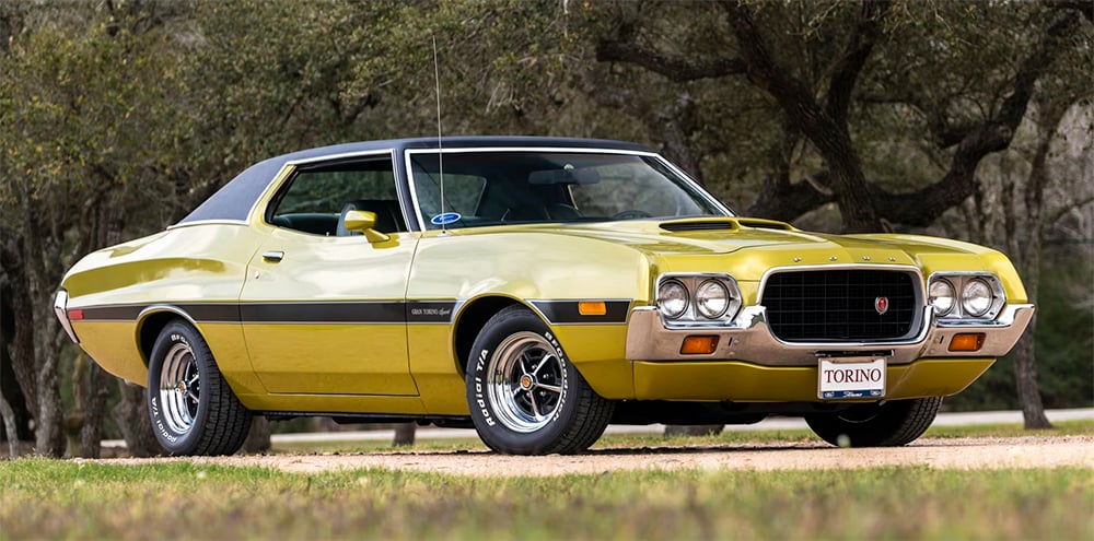 1972 Ford Gran Torino lime yellow front copy