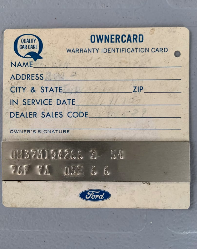 1970 Torino convertible door tag copy